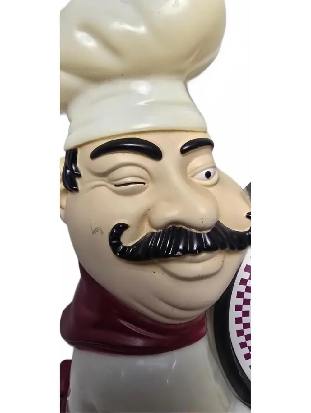 Vintage Chef Figurine Wall Clock with Red and Black Accents